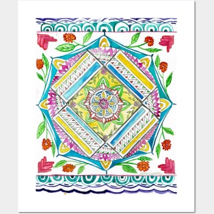 Flowers in the Sun Watercolor Mandala Posters and Art